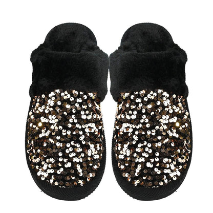 Sequin Fur C.C Slippers: Hot Pink / MD/LG