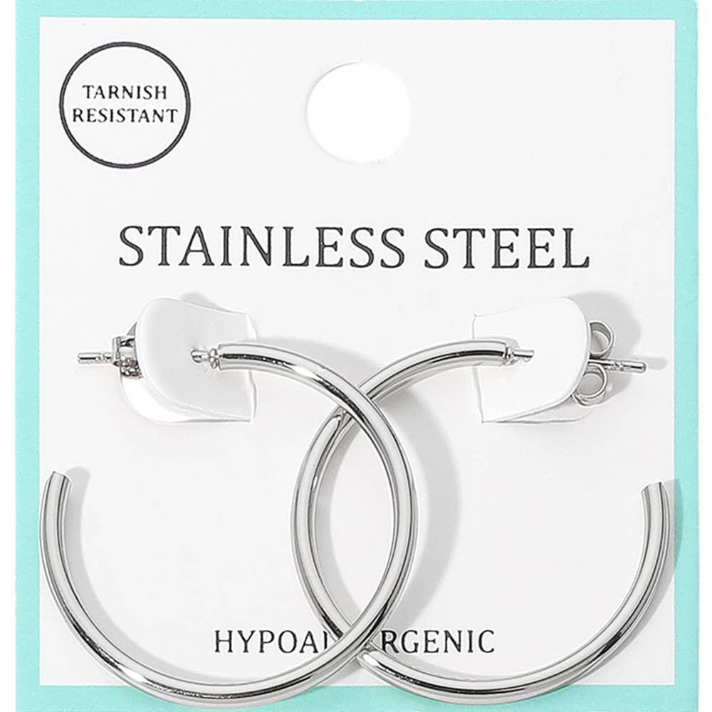 Stainless Steel Hoop Earrings
: Gold