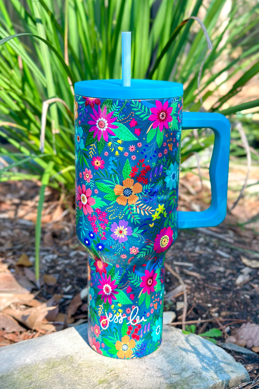 Mystic Fields Floral Tumbler: Navy