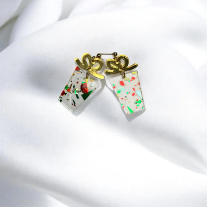 Christmas Present Acrylic Earrings: Square