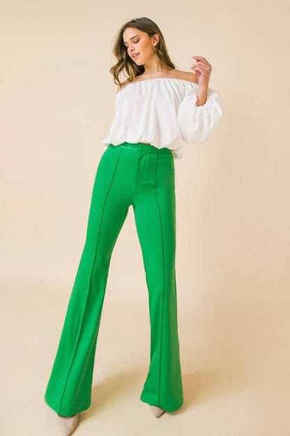 Hight-rise flare pants: GREEN by Flying Tomato