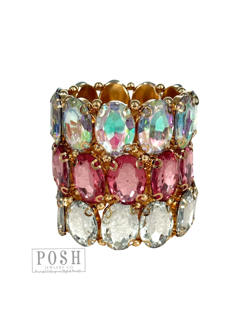 Oval rhinestone bracelet: Clear