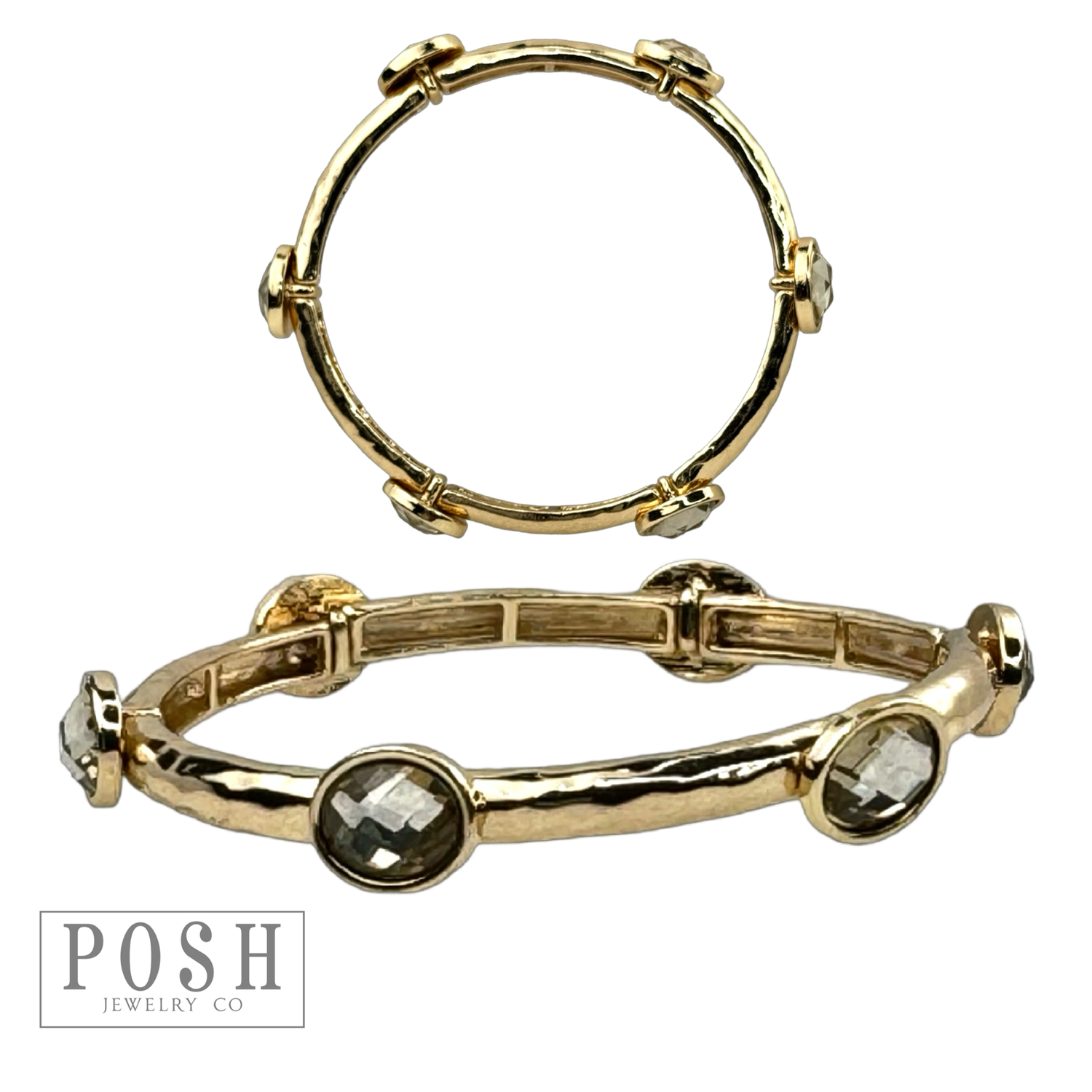 Faceted oval crystal bracelet: Champagne