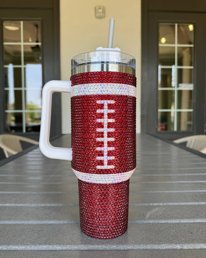 Crystal BURGUNDY/MAROON "Team Spirit" FOOTBALL Tumbler