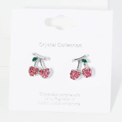 Rhinestone Pave Cherry Stud Earrings
: Fuchsia