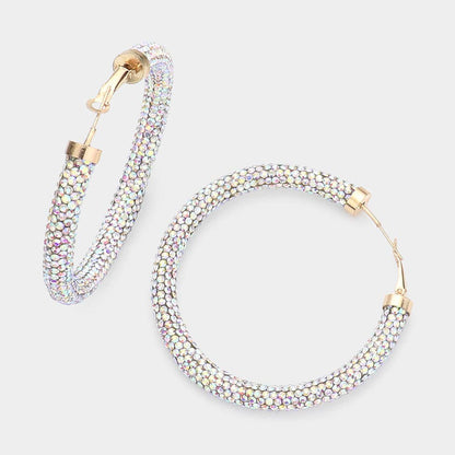 Rhinestone Pave Hoop Earrings
: NV