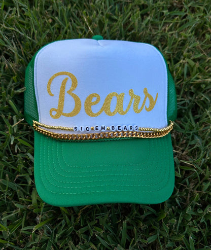 Bears Trucker Hat: Green/White Baylor