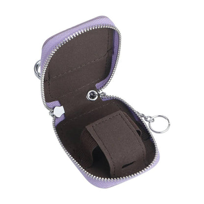 2901 Leather Earphone Pouch with Keychain: Light Grey