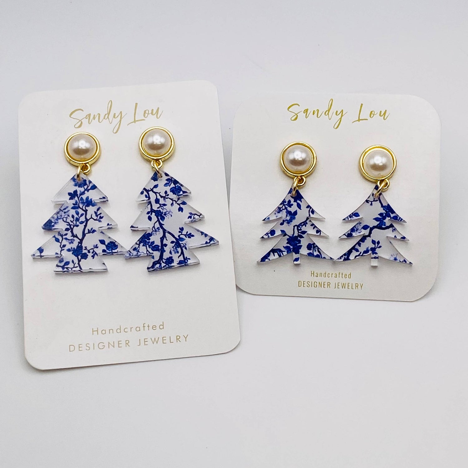 Blue Willow Festive Holiday Tree Earrings: Small 1.5&quot;