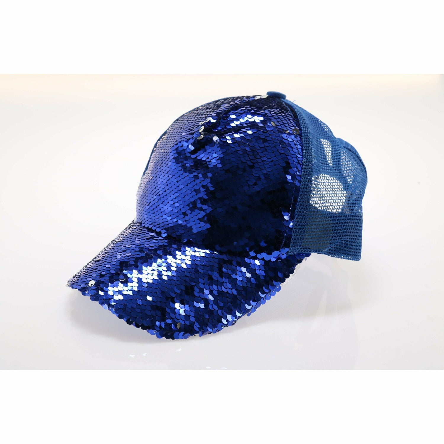 Sequin Mesh Back High Ponytail CC Ball Cap BT723: Hot Pink Multi/Silver/Black