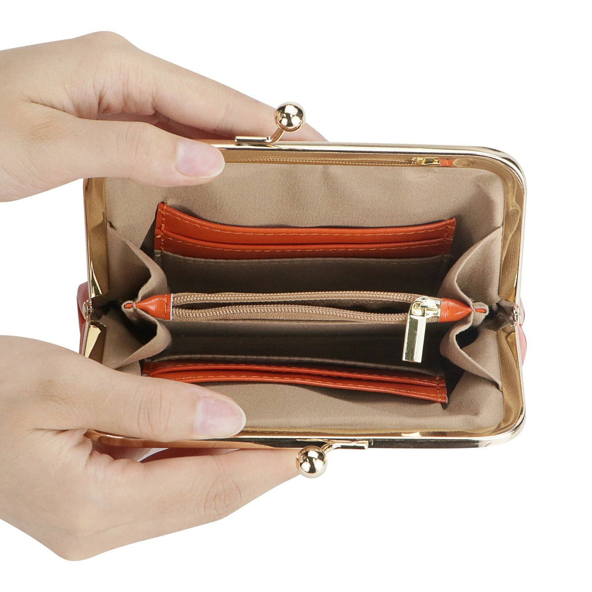 4120 Leather RFID Kiss-Lock Wallet: Black