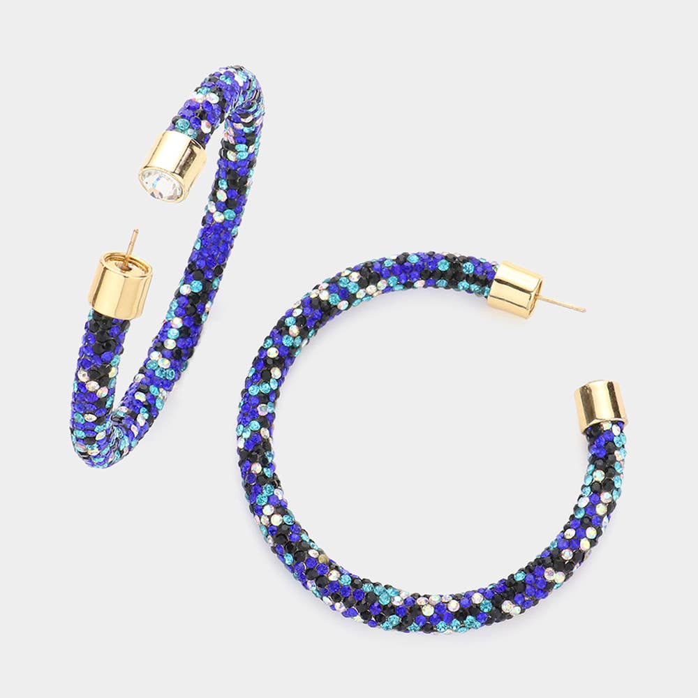 Rhinestone Pave Hoop Earrings
: CL