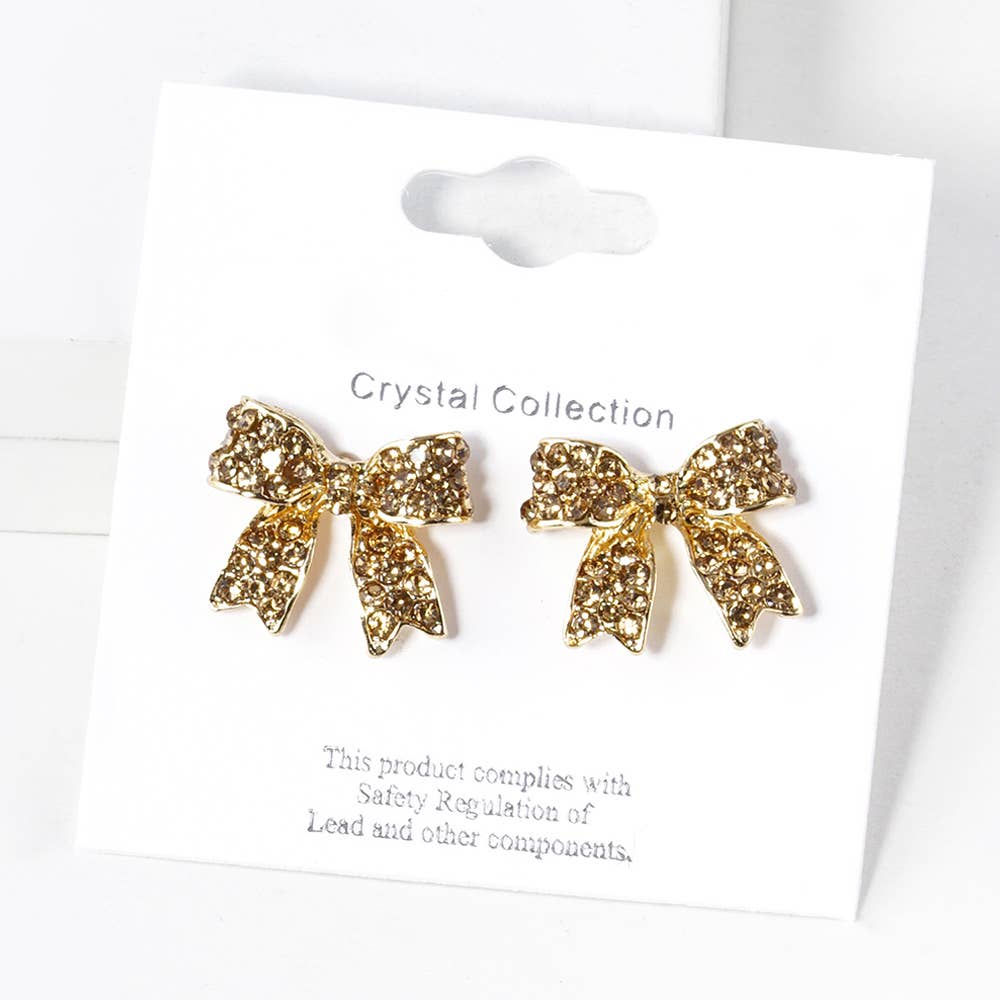 Crystal Rhinestone Pave Bow Stud Earrings
: Black Clear