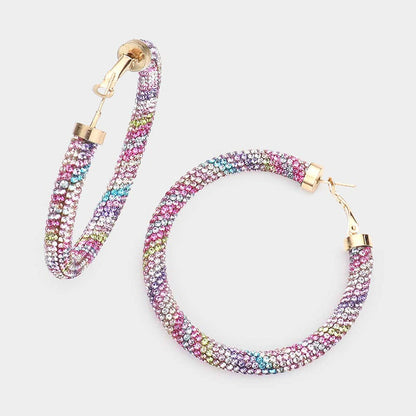 Rhinestone Pave Hoop Earrings
: NV
