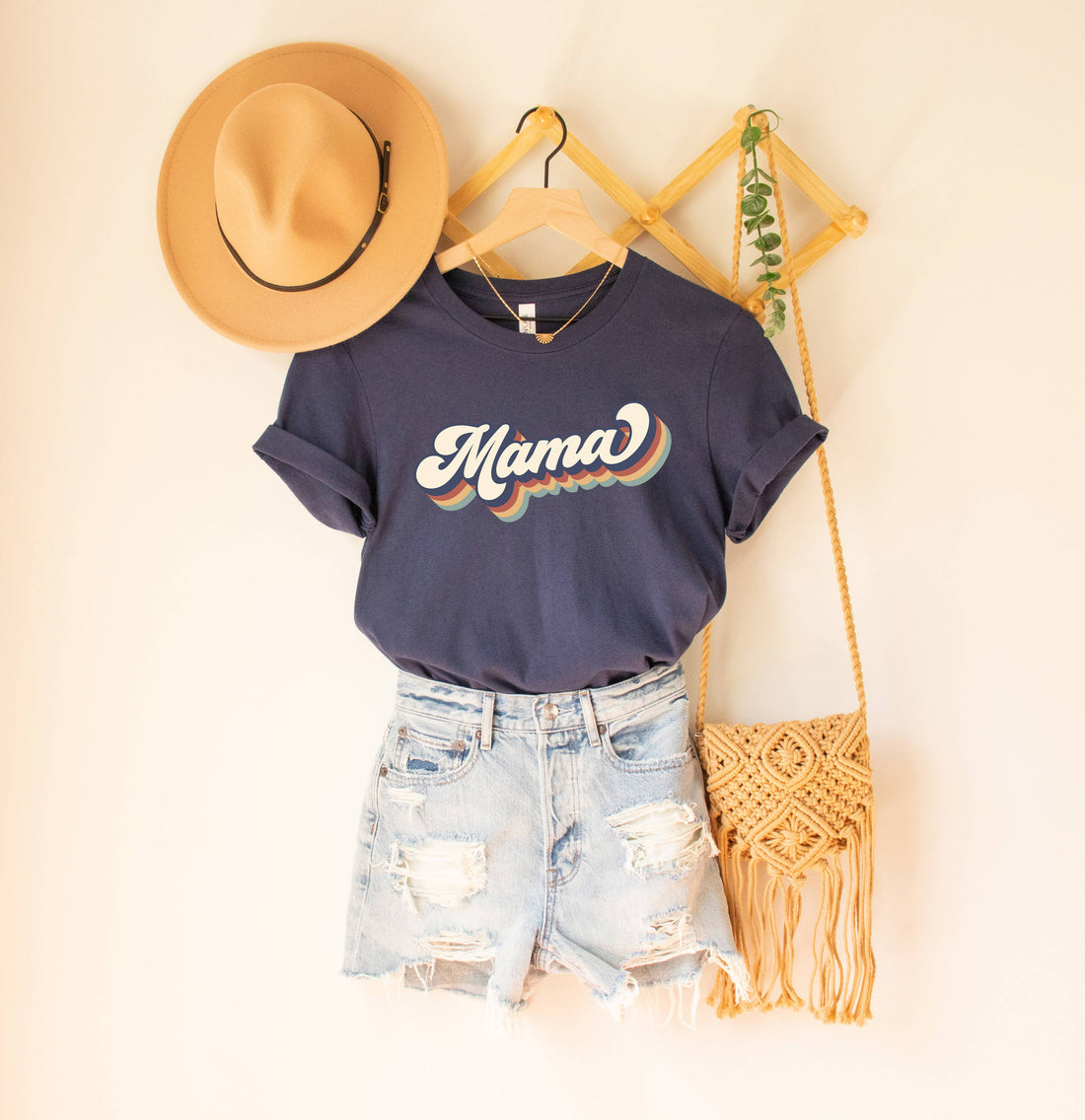 Retro Mama Shirt, Retro Shirt, Shirt for Mom, Mothers Day: Navy / M