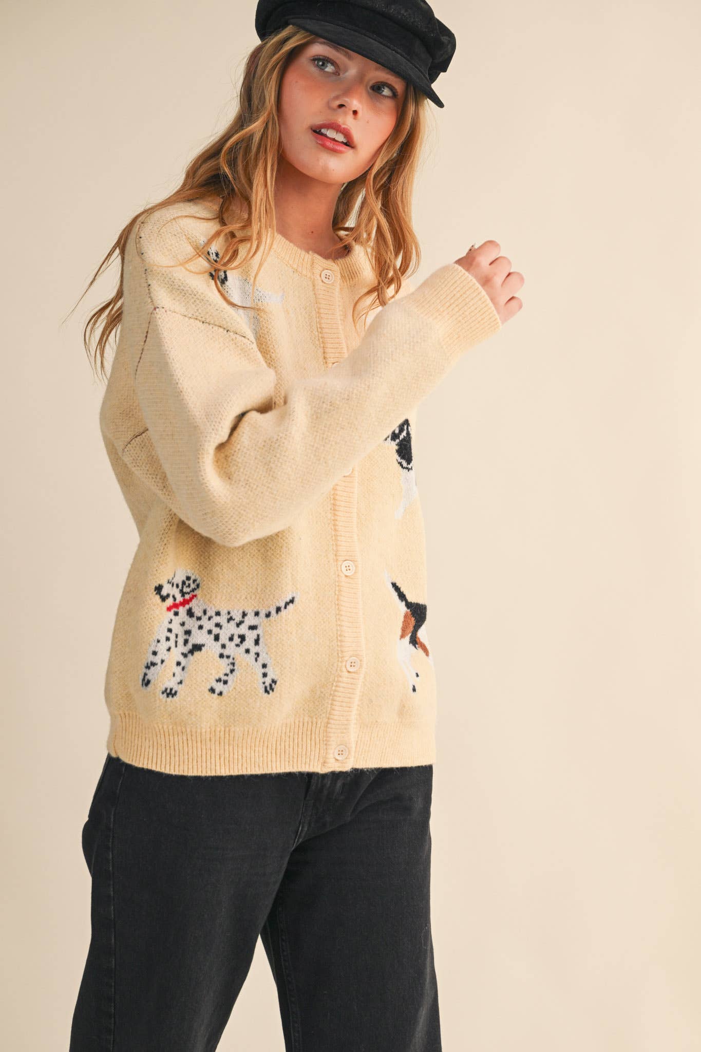 DOG KNIT SWEATER CARDIGAN: Red