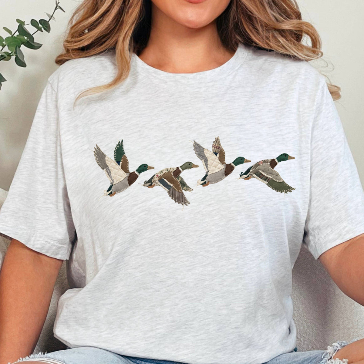 Patchwork Mallard Duck Graphic T-Shirt | Gildan : White / Large