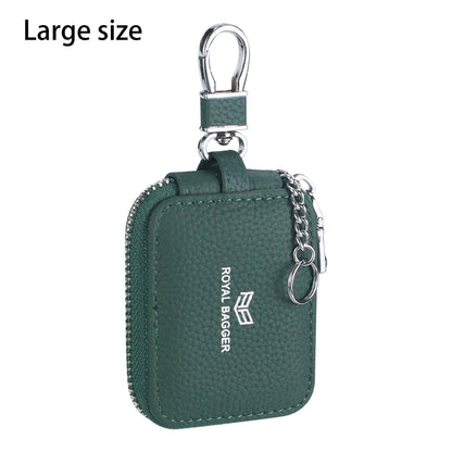 3901 Leather Earphone Pouch with Keychain: Black