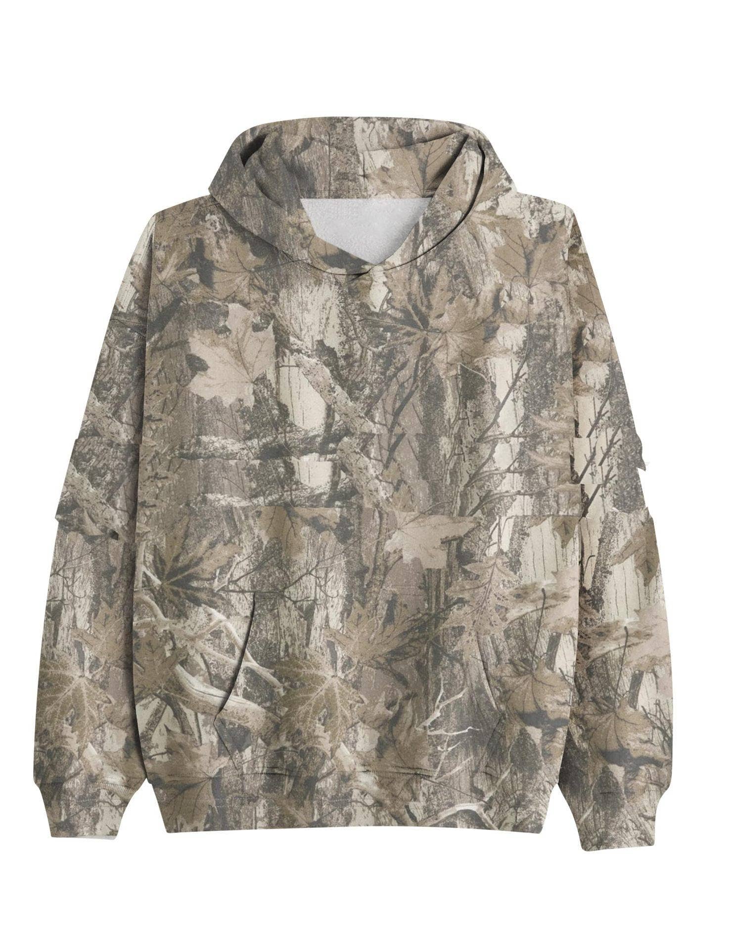 Maple Leaf Print Camouflage Essential Hoodie: NO10 / XL