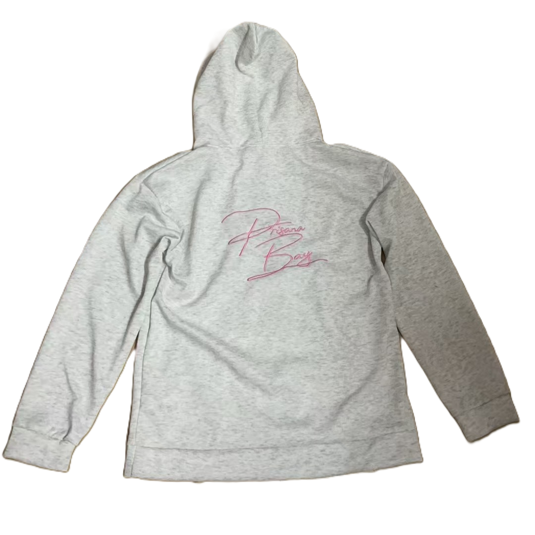 Bow Pattern Floral Hooded Sweatshirt: Pink / M