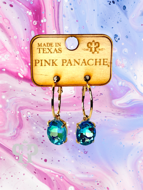 Oval rhinestone earring E103: Fuchsia