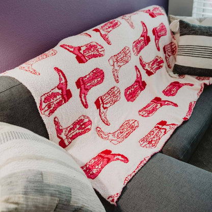 Light Pink Western Boots Throw Blanket: Light Pink
