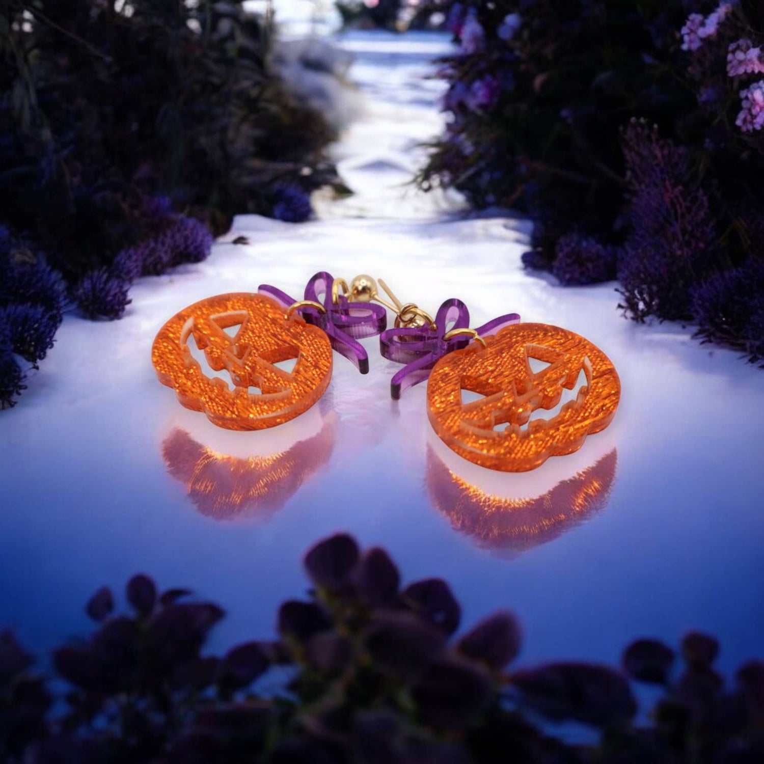 Halloween Pumpkin Acrylic Earrings - Jack-o-lantern Earrings