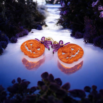 Halloween Pumpkin Acrylic Earrings - Jack-o-lantern Earrings