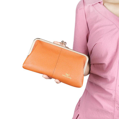 3468 Leather RFID Kiss-Lock Wallet: Brown