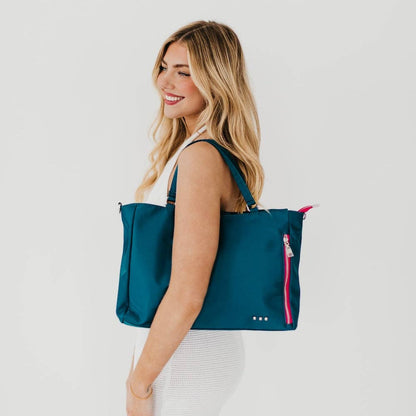 Nina Nylon Organizer Tote Bag: Navy