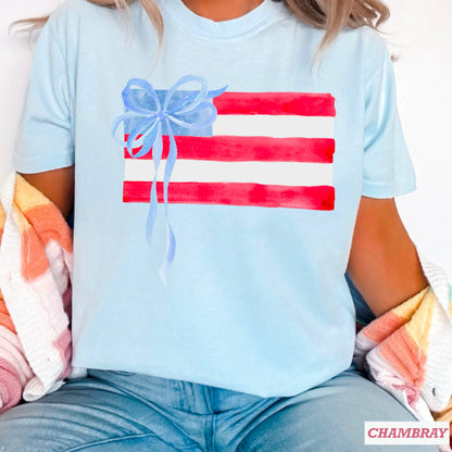 Coquette American Flag July 4th Graphic Shirt |Comfort Color: White / Large
