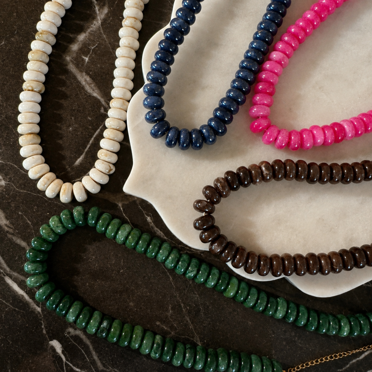 Ellison+Young Modern Resin Beaded Statement Necklace: Indigo Swirl