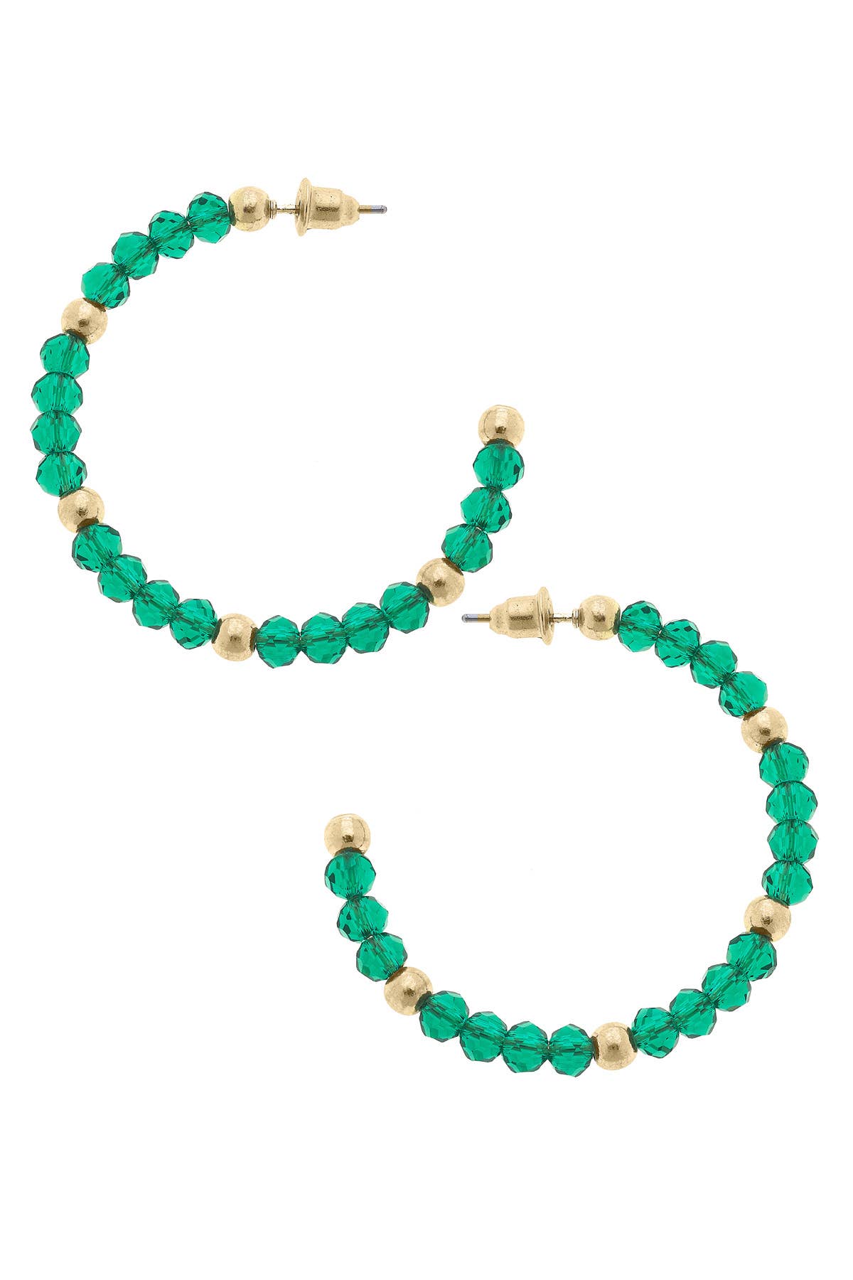 Gabbi Beaded Glass Hoop Earrings: Black Diamond