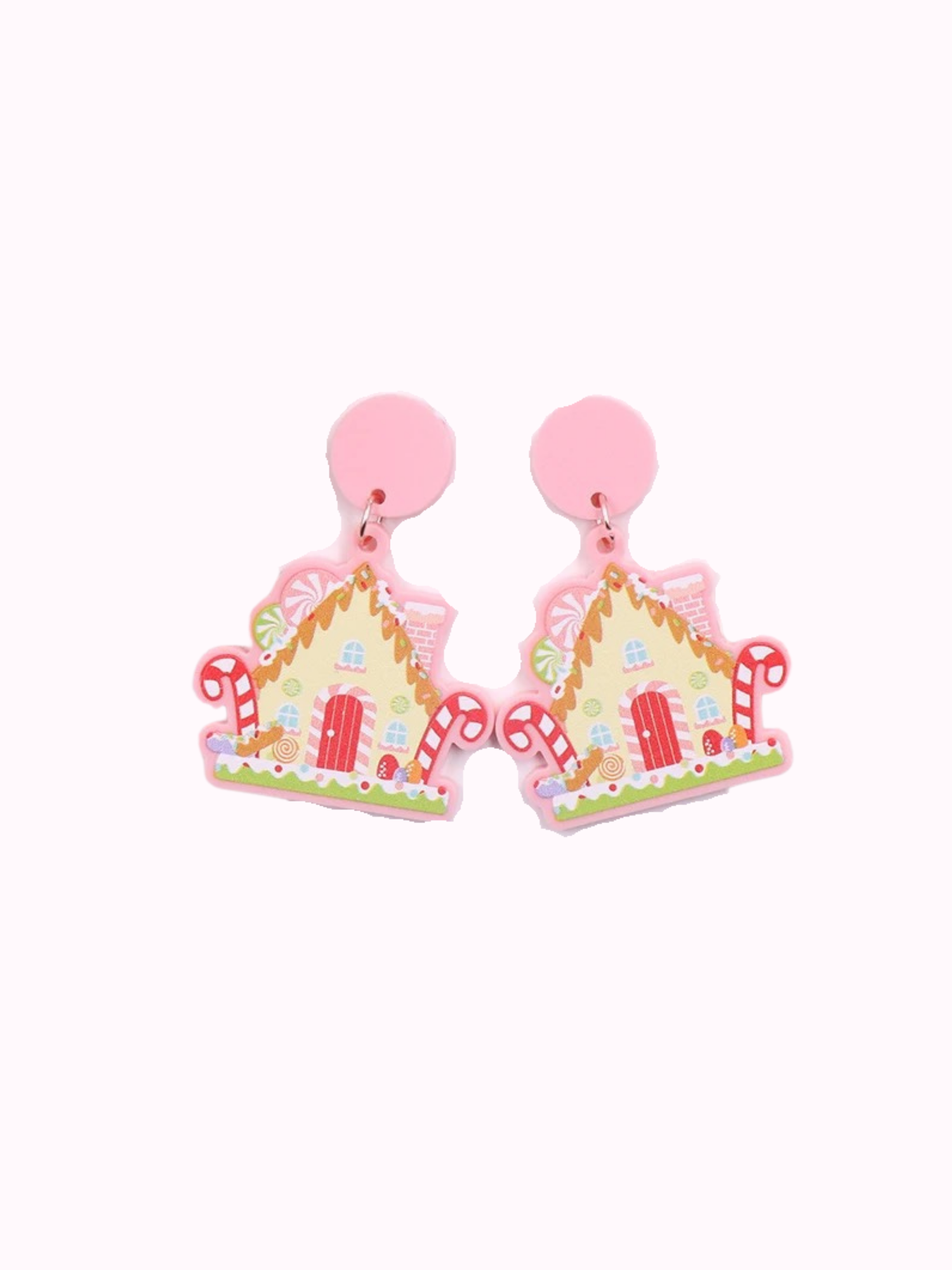 Pink Candyland Gingerbread House Earring
