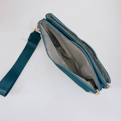 Cove Double Zip Nylon Wristlet Wallet: Navy