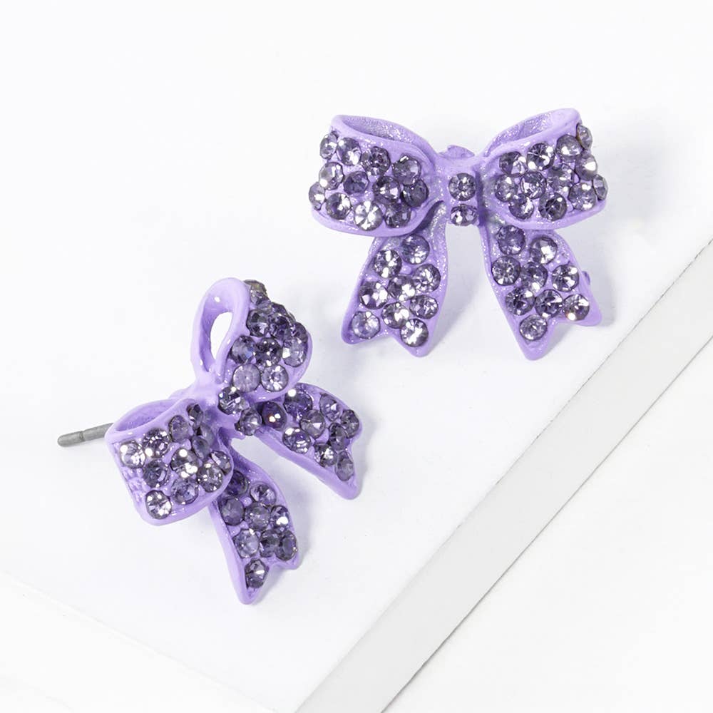 Crystal Rhinestone Pave Bow Stud Earrings
: Topaz