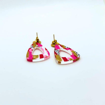 Miami Inspired Pink &amp; Gold Acrylic Earrings
