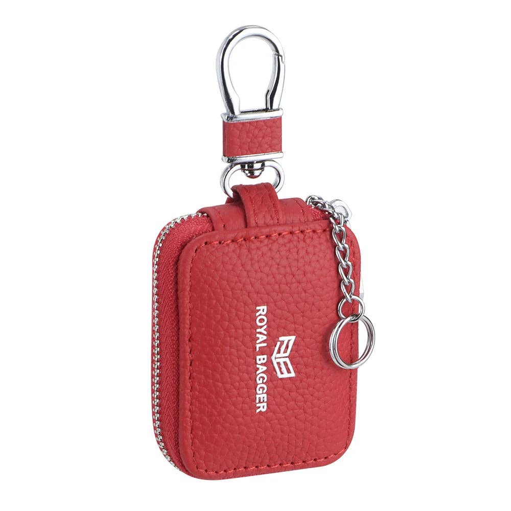 2901 Leather Earphone Pouch with Keychain: Light Grey