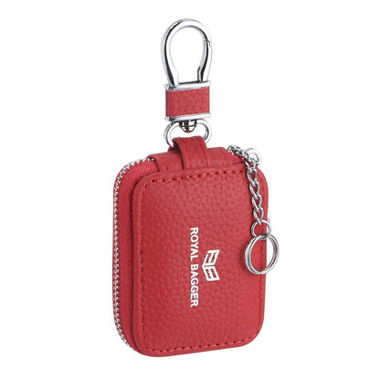 2901 Leather Earphone Pouch with Keychain: Light Grey