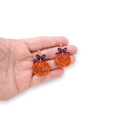 Halloween Pumpkin Acrylic Earrings - Jack-o-lantern Earrings