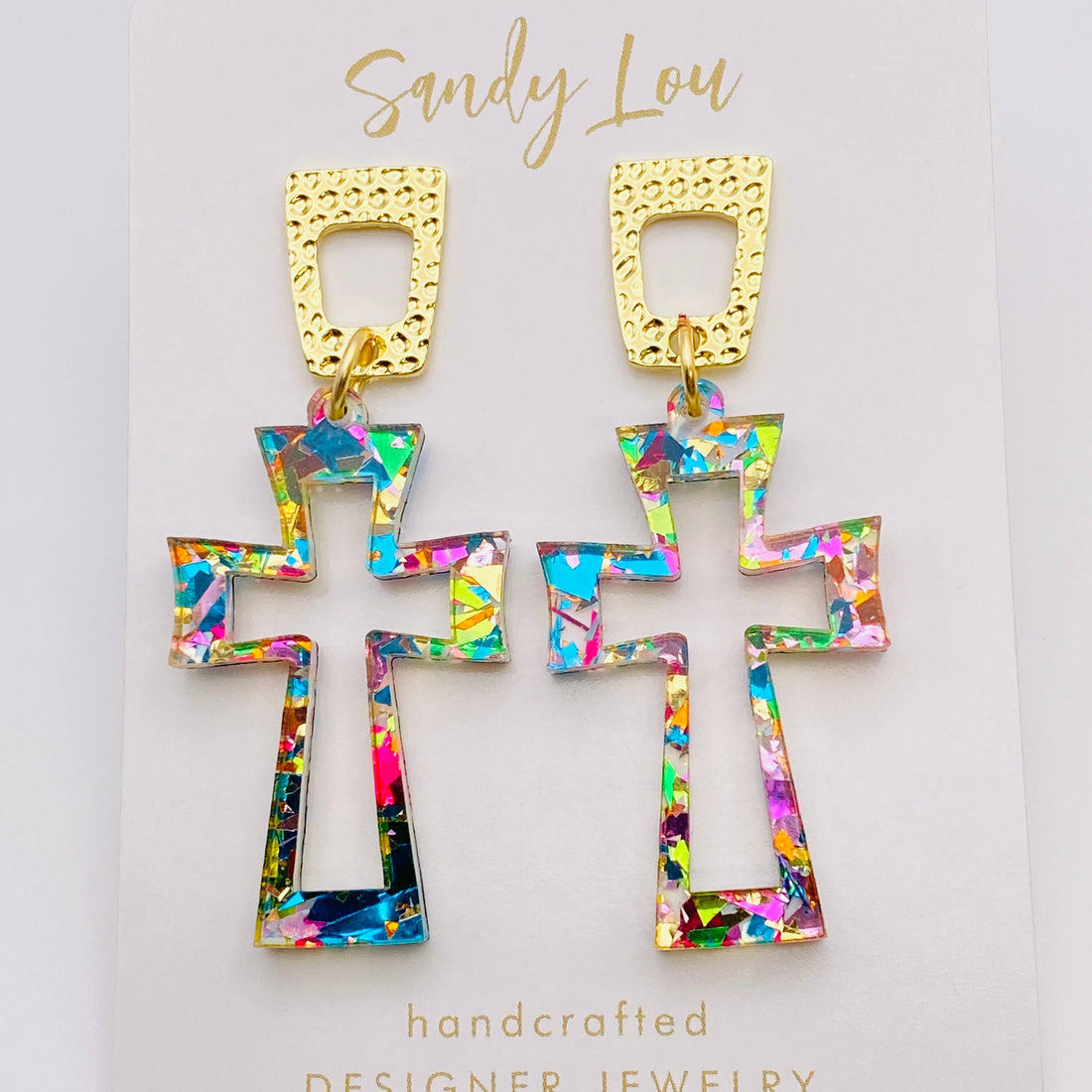 EASTER CRUCIFIX CHUNKY GLITTER EAR CANDY