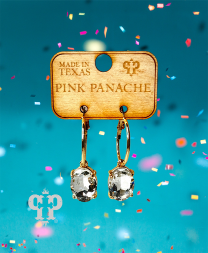 Oval rhinestone earring E103: Pink