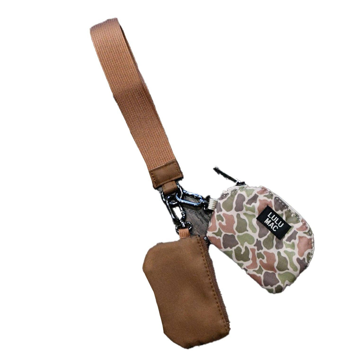Dark Camo/Brown Lulu Mac Double Pouch Wristlets