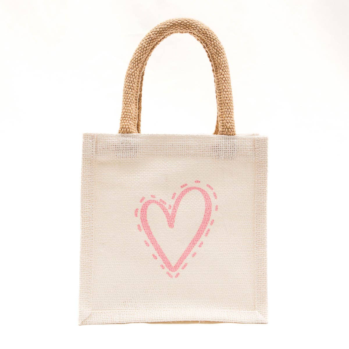 Take Heart Petite Gift Tote   White/Pink   7x7x5