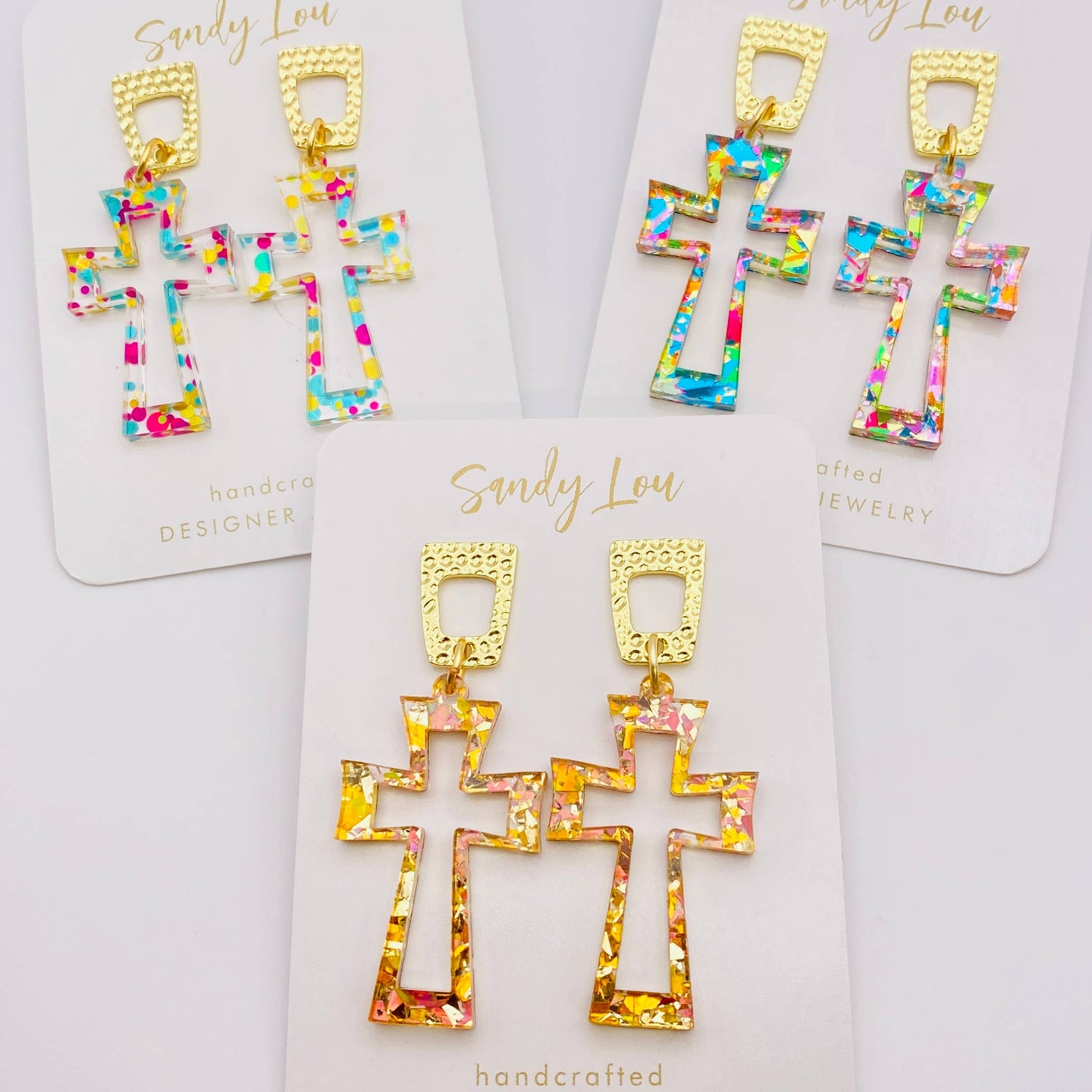 EASTER CRUCIFIX CHUNKY GLITTER EAR CANDY