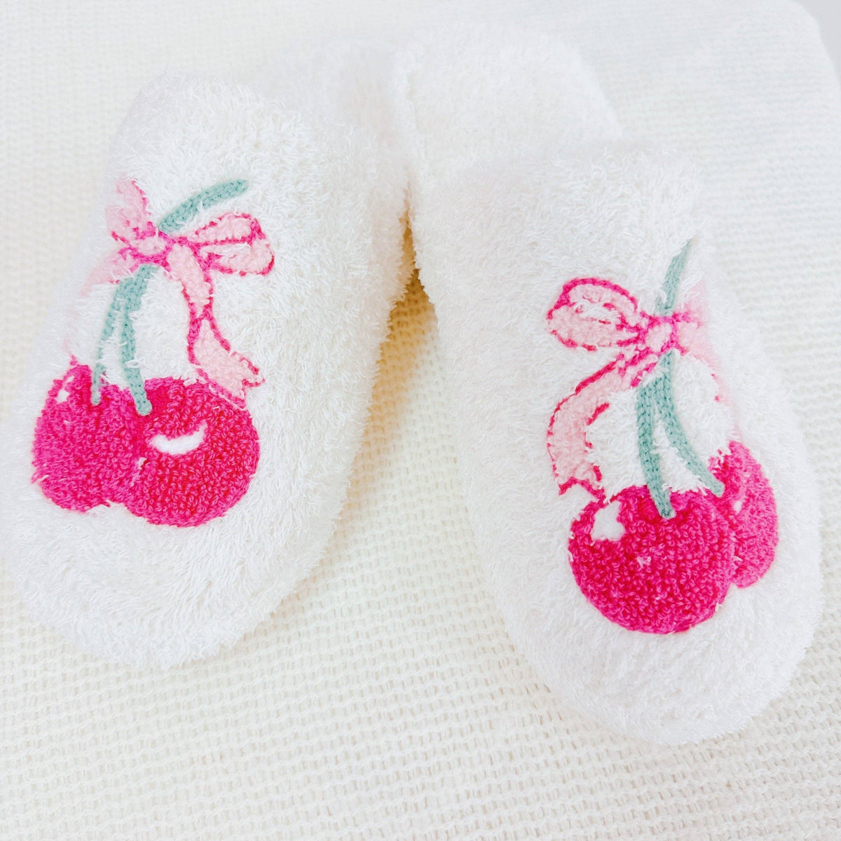 Cherry Bow Coziest Lounge Slippers: S/M