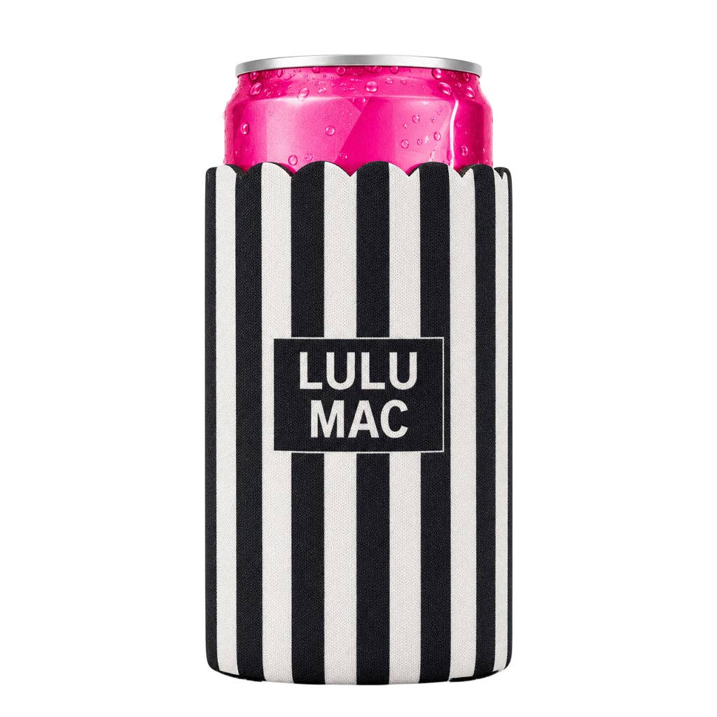 LULU MAC Slim Can Koozie Black/White Stripe