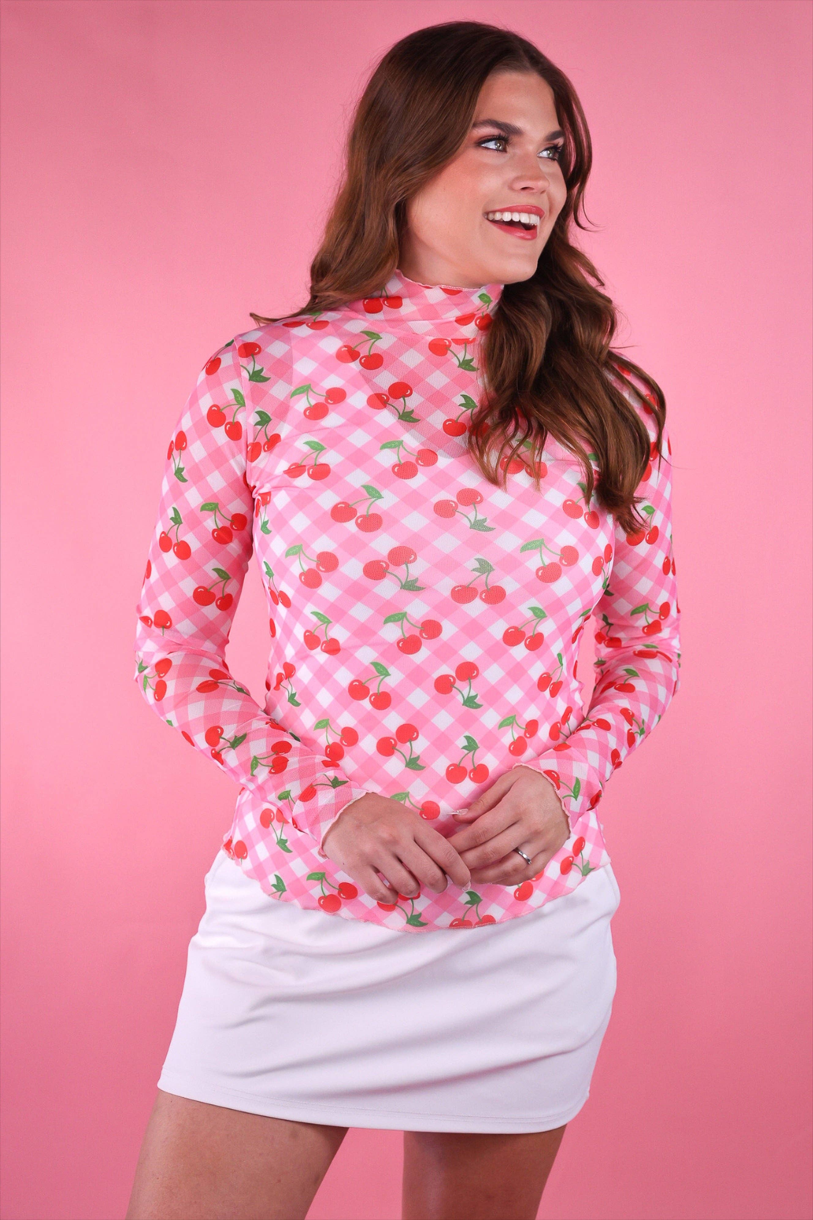 Keigan Mesh Top by Jess Lea- Cherry Picnic: Pink/Red