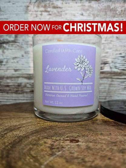 Lavender Soy Wax Aromatherapy Candle with Wood Wick: 12.5 oz.