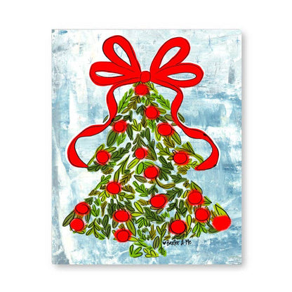 Holly Berry Christmas Tree Wrapped Canvas: 12" x 24" Baxter &amp; Me